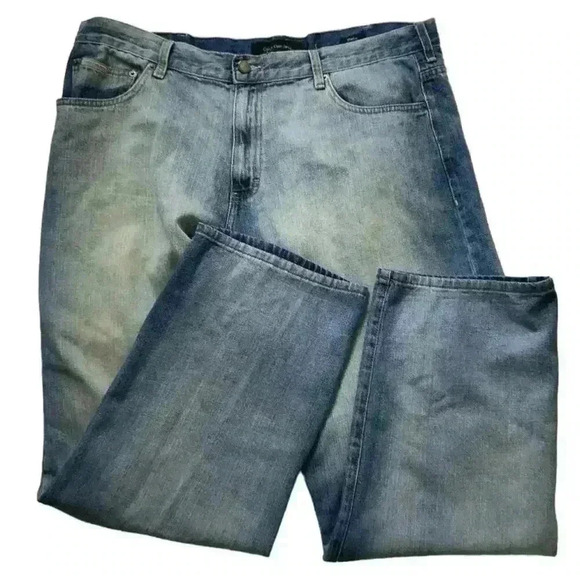 Calvin Klein Jeans Straight Denim Jeans Men Size 40 Light Wash Zip Fly Blue - Picture 3 of 12